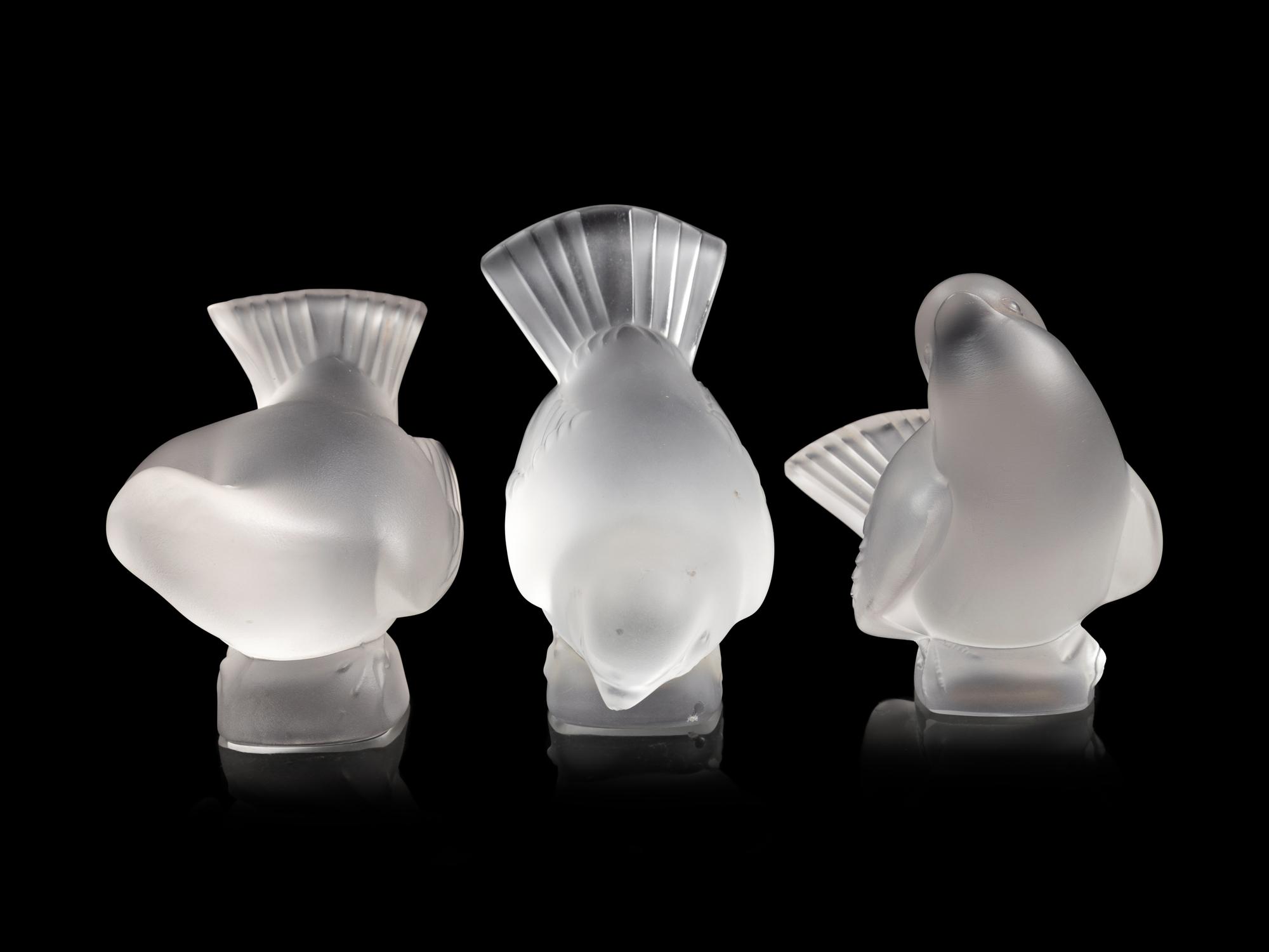 Three Lalique Bird Sculptures