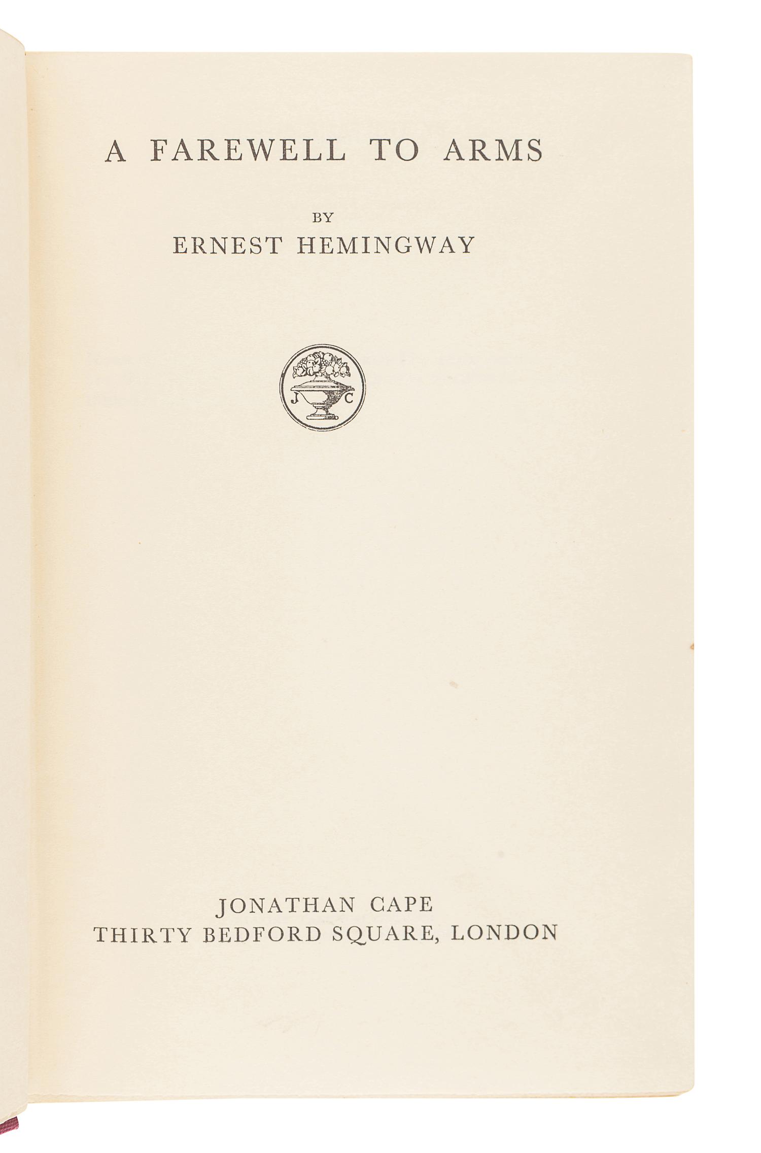 HEMINGWAY, Ernest. A group of 5 FIRST ENGLISH EDITIONS, comprising: