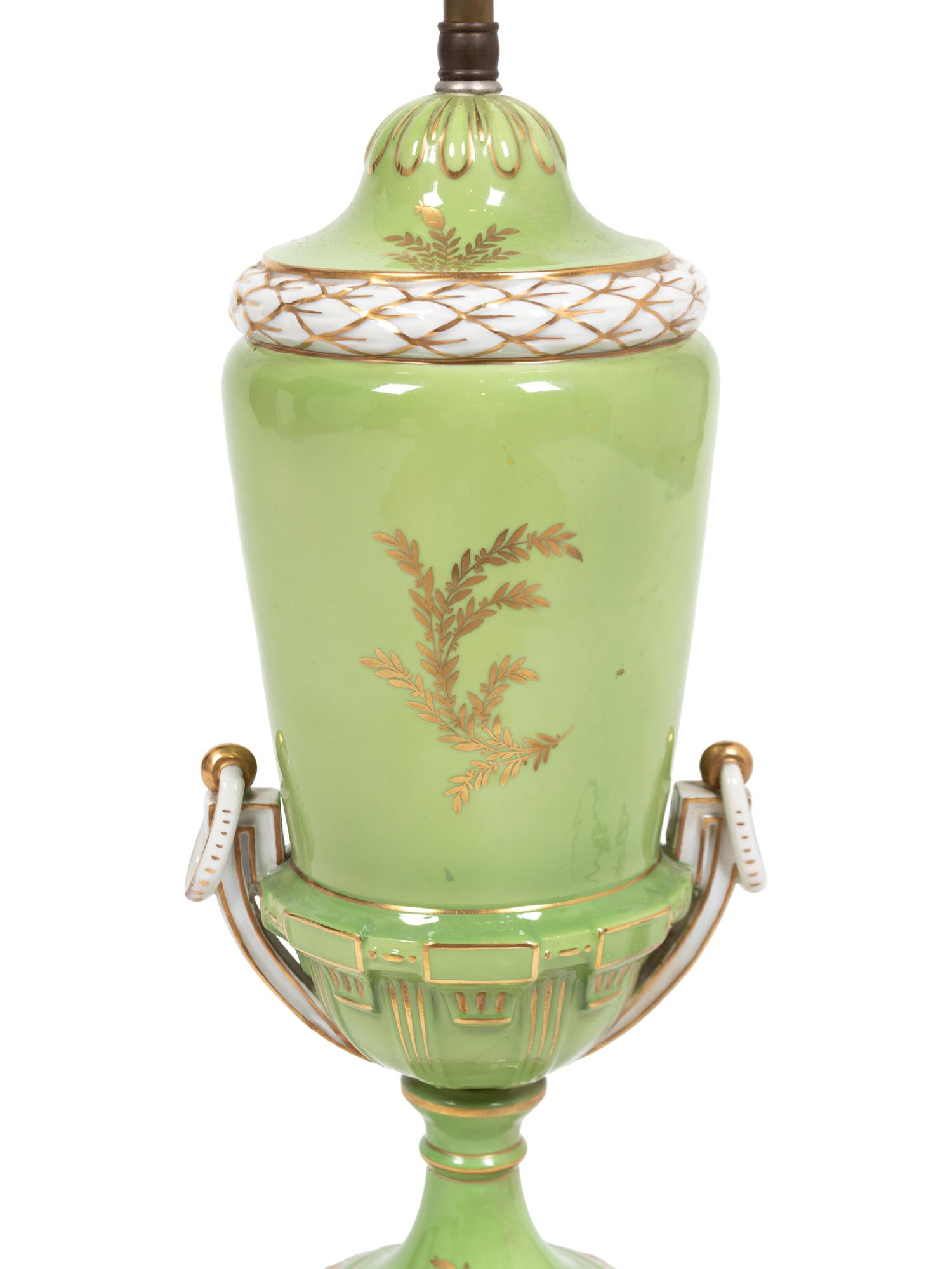 A French Porcelain Urn Mounted as a Lamp