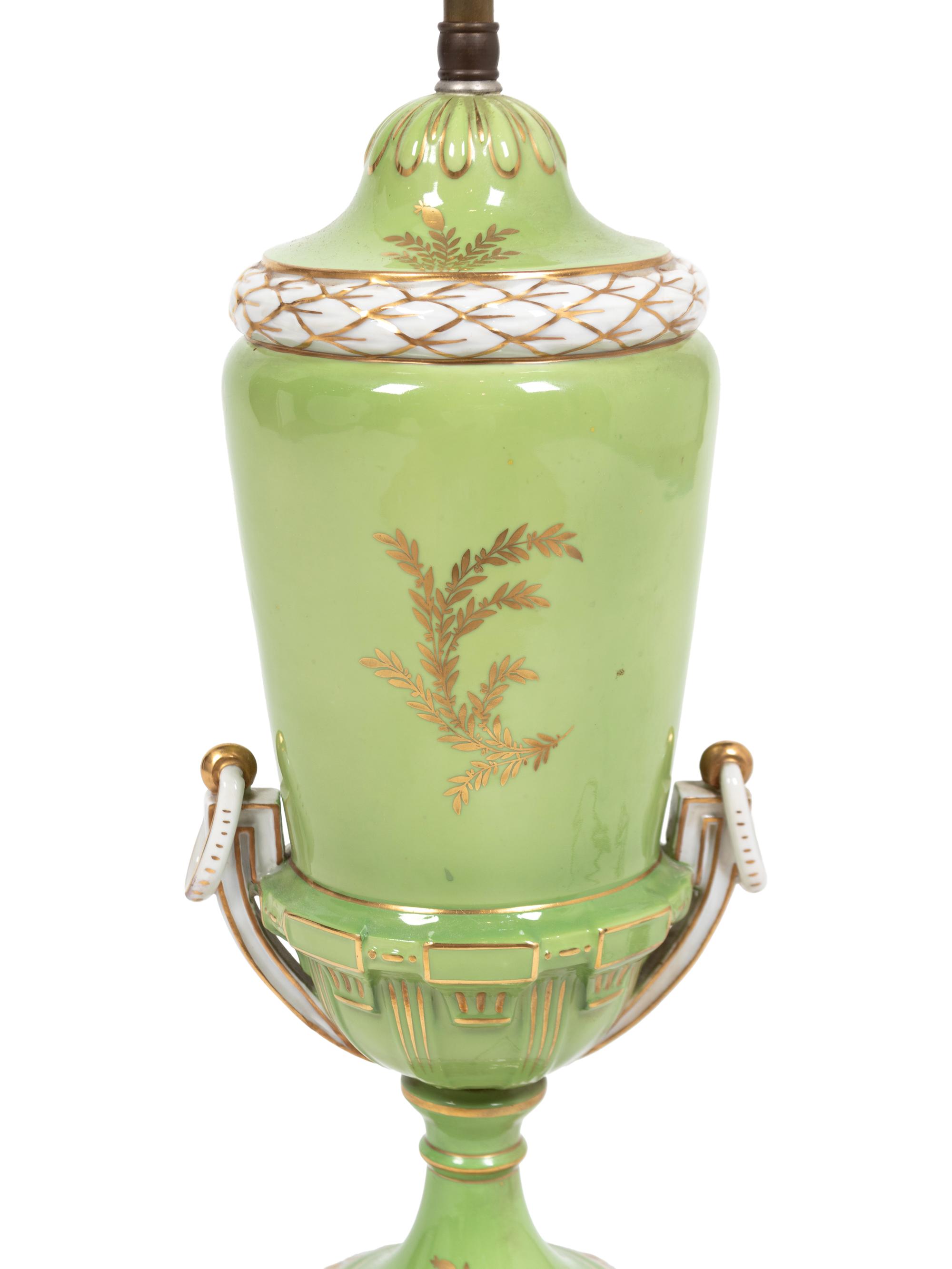 A French Porcelain Urn Mounted as a Lamp