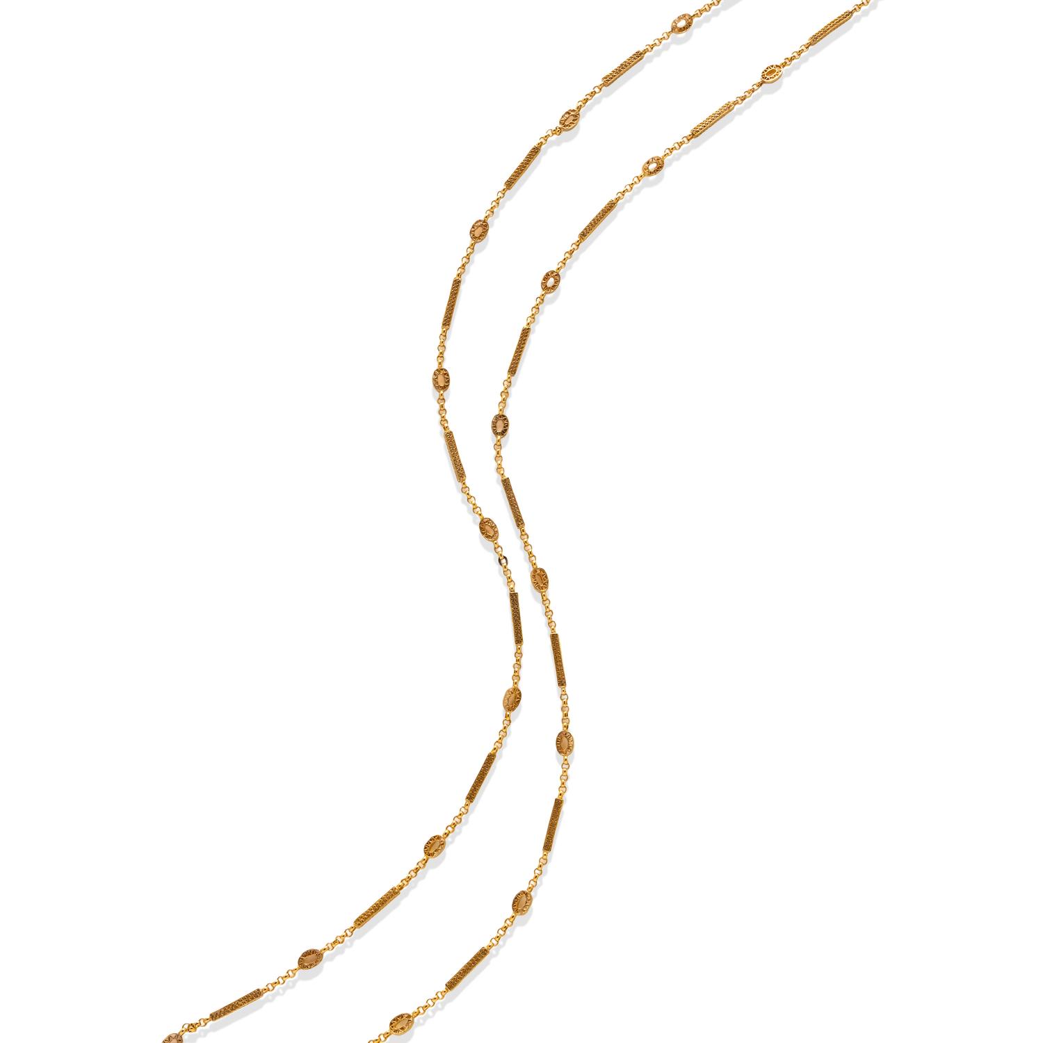 ANTIQUE, YELLOW GOLD FANCY LINK NECKLACE