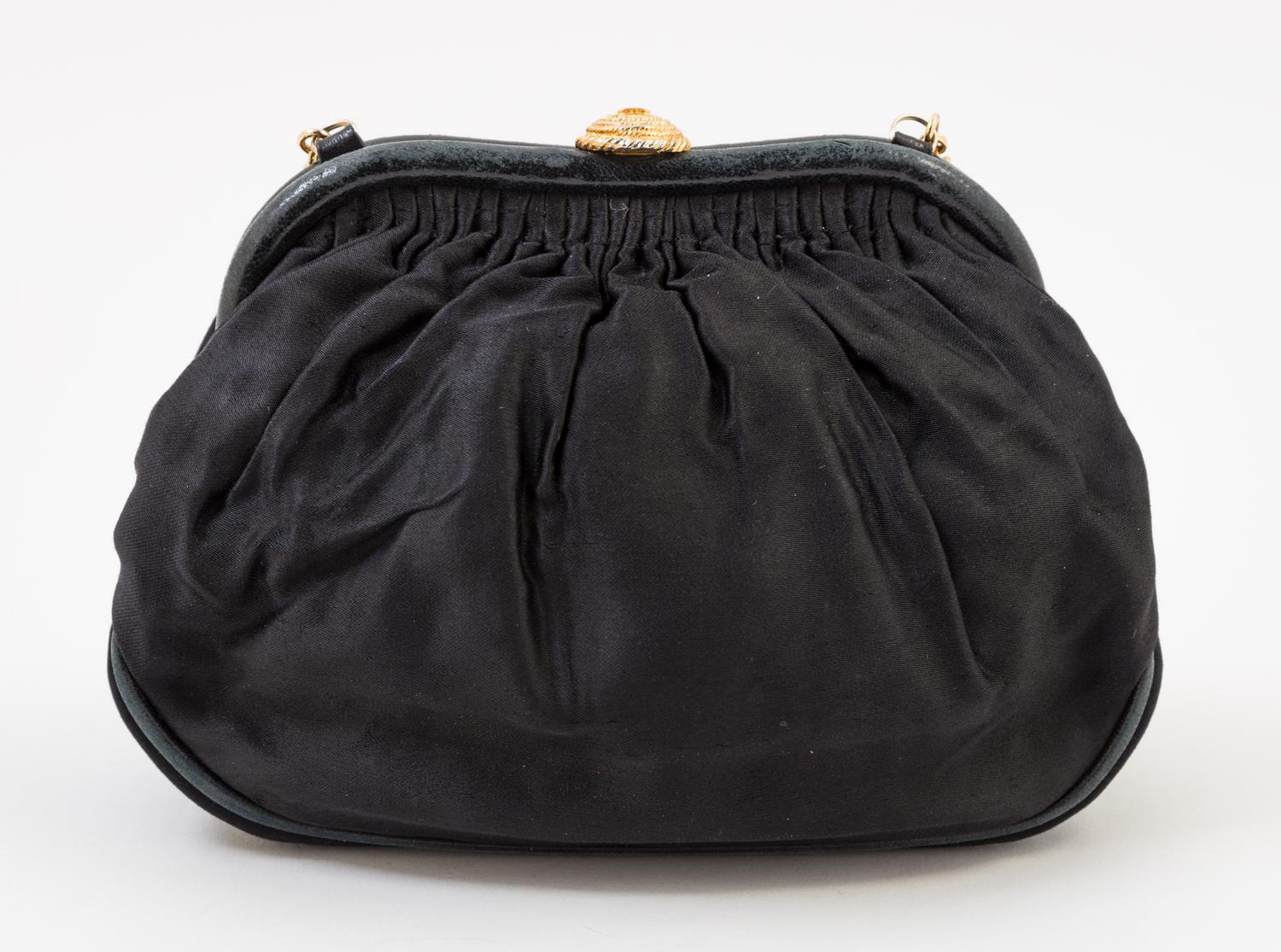 A Chanel Black Vintage Silk Evening Bag, 8" x 6" x 2".