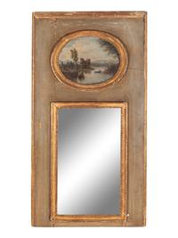 A French Painted and Parcel Gilt Trumeau Mirror