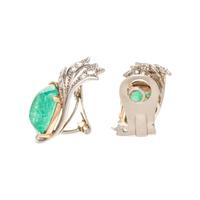 EMERALD AND DIAMOND EARCLIPS
