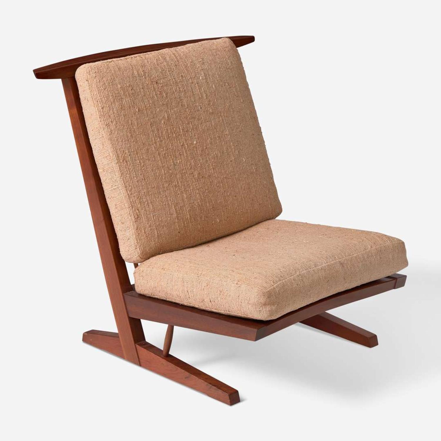 George Nakashima (American, 1905-1990) "Conoid" Cushion Lounge Chair, New Hope, Pennsylvania, 1983