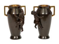A Pair of Continental Art Deco Bronze Amphoras