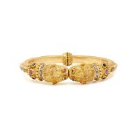 LALAOUNIS, YELLOW GOLD, MULTICOLOR SAPPHIRE AND DIAMOND BANGLE BRACELET