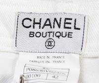 A Pair of Chanel White Cotton Cropped Jeans, Size 42.