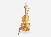 An 18K Yellow Gold and Gemstone Violin Brooch