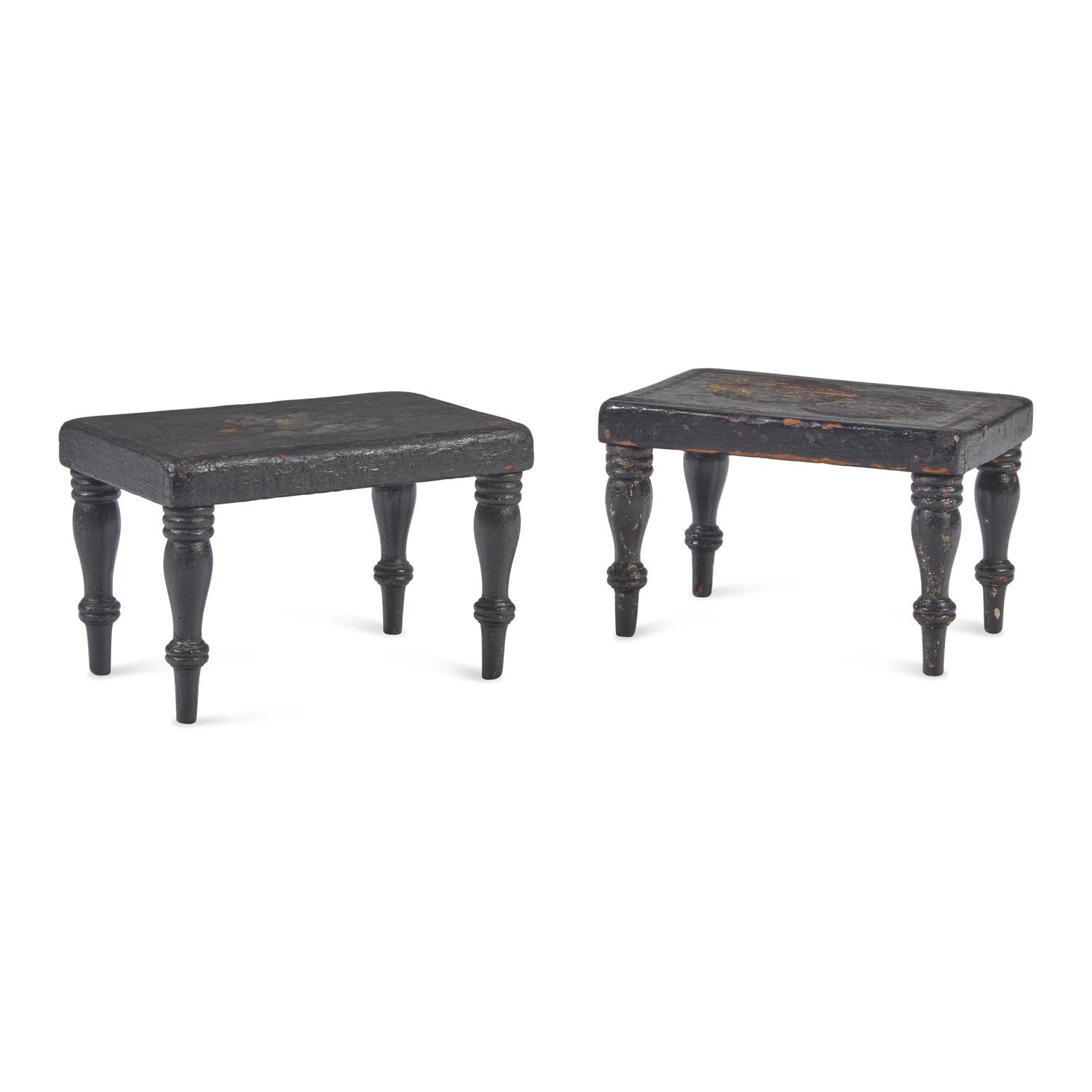 A Pair of Classical Painted Wood Stools