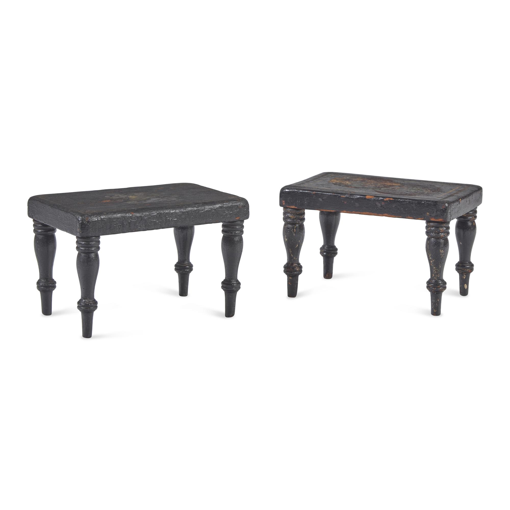 A Pair of Classical Painted Wood Stools