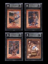 A Group of Four Donruss All-Time Diamond Kings Hall of Fame Signed Autograph Baseball Cards (Beckett Authentication Services Certified),