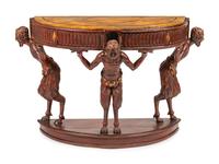 An Italian Painted Console Table with Satyr Supports
