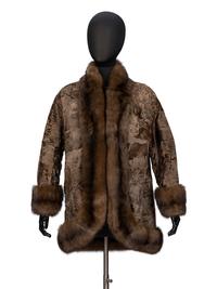 A Brown Broadtail & Sable-Trimmed Coat