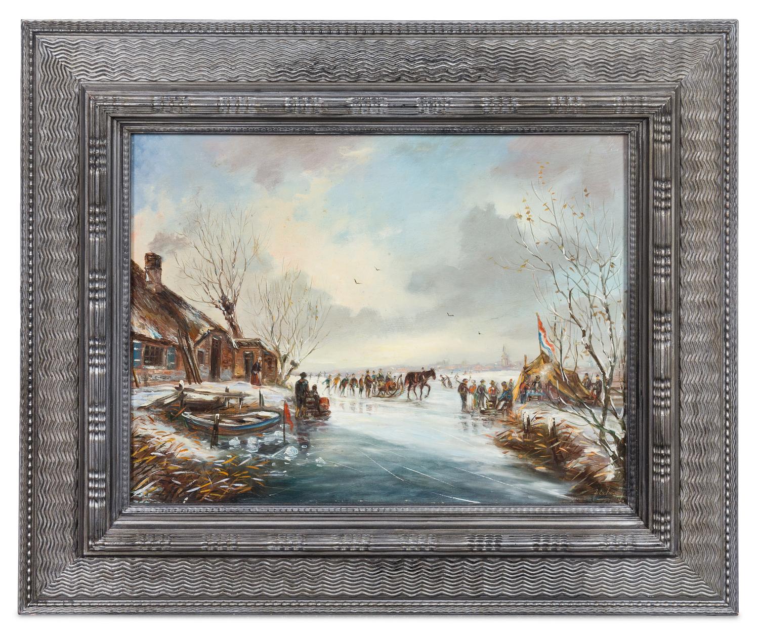 Artist Unknown, (19th/20th Century), Winter Scene with Figures on Ice