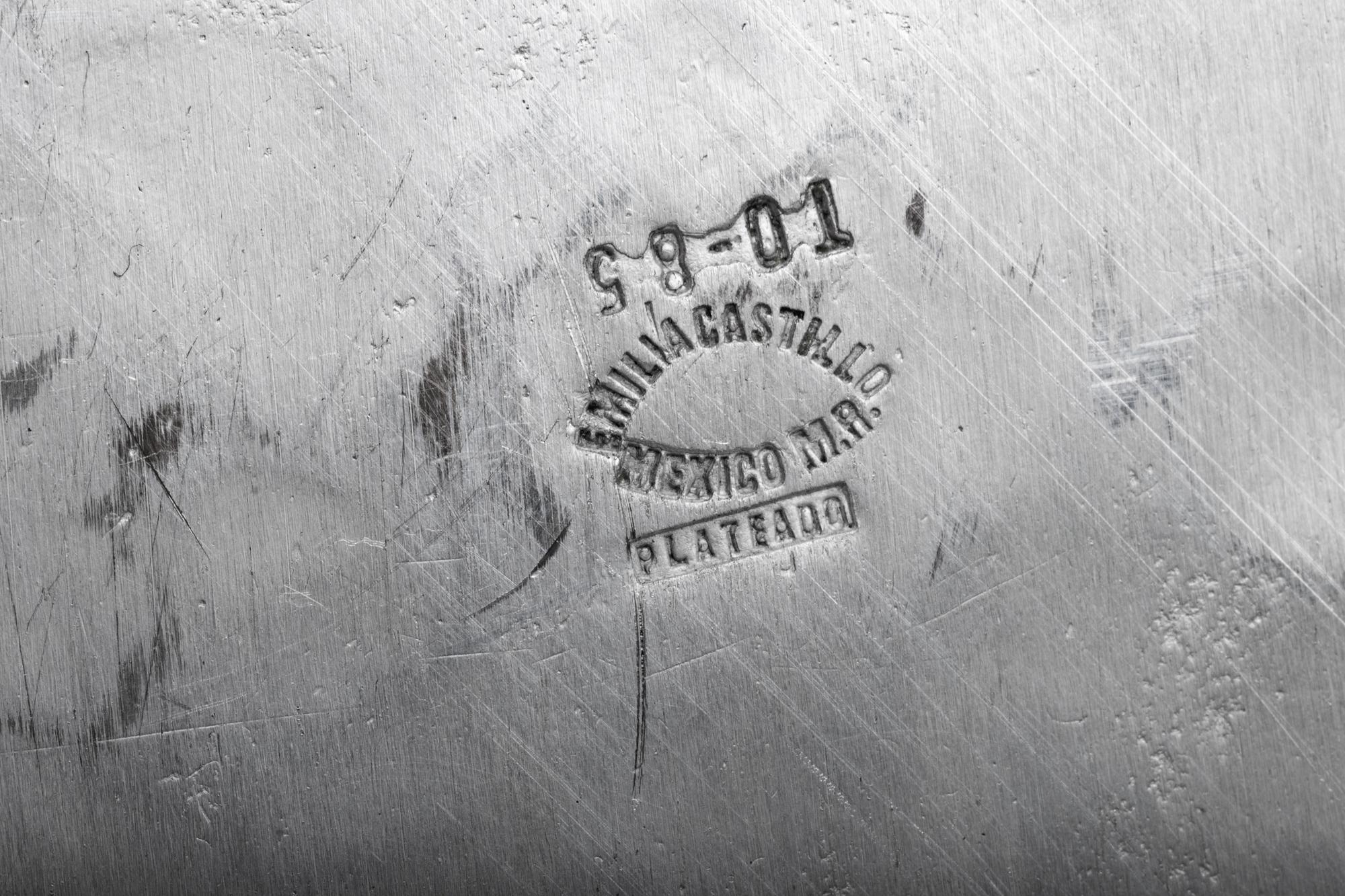 A Mexican Hardstone-Mounted Silver-Plate Tray