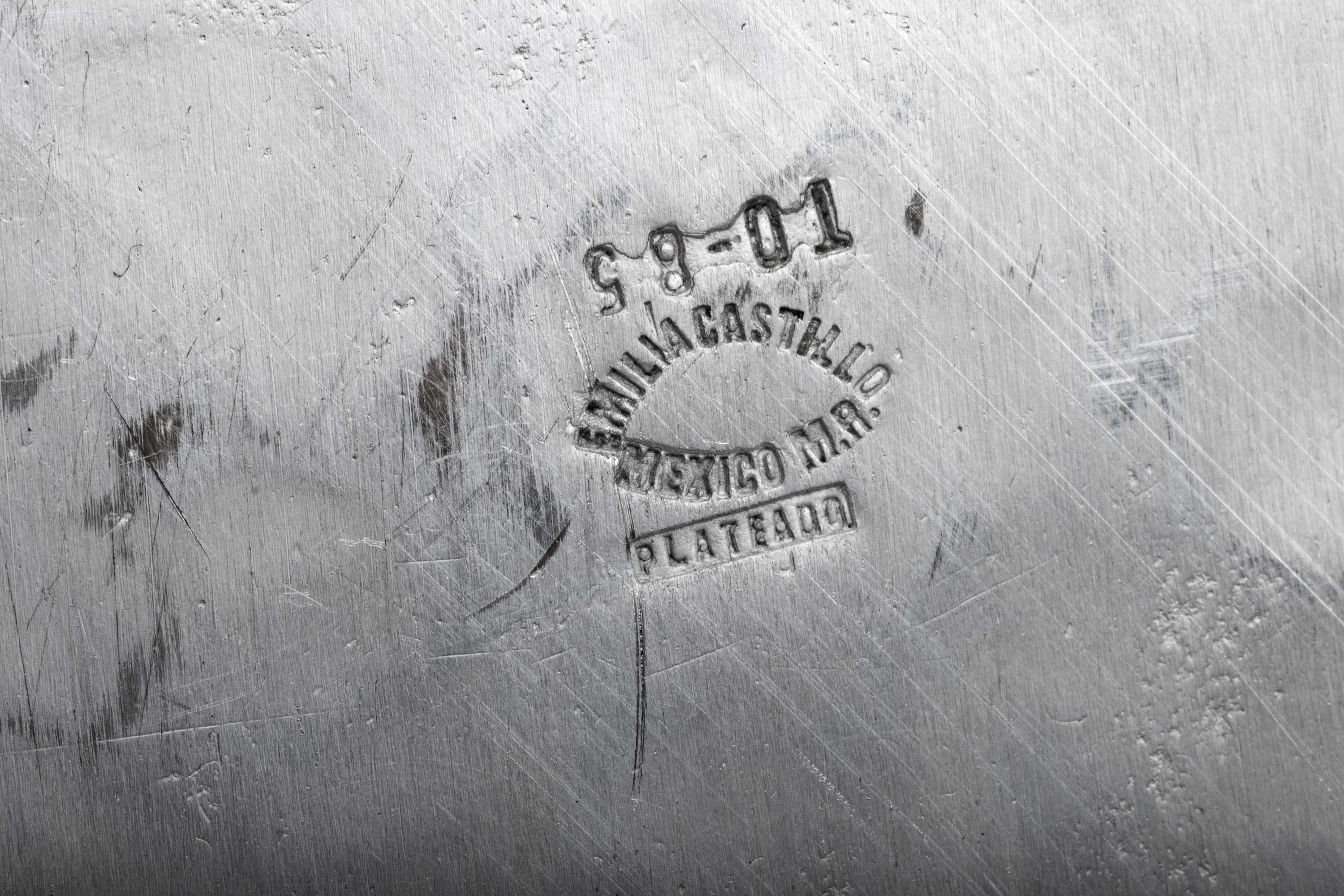 A Mexican Hardstone-Mounted Silver-Plate Tray