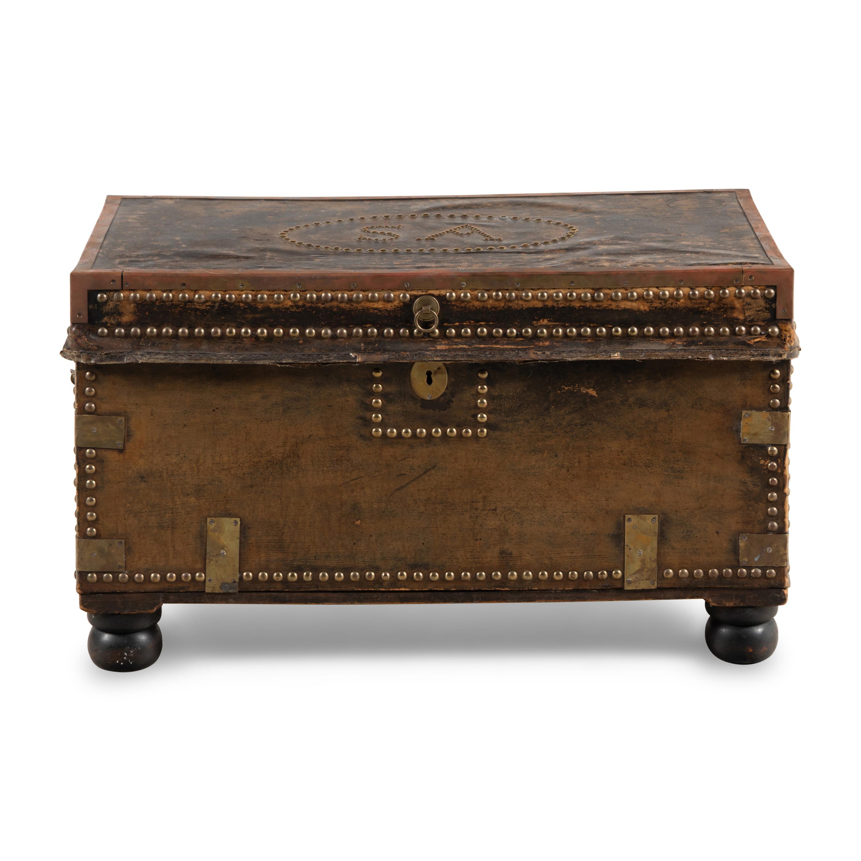 A China Trade Leather-Clad Trunk