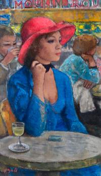 Francois Gall, (French, 1912 - 1987), Le modele en bleu, au cafe du Moulin Rouge