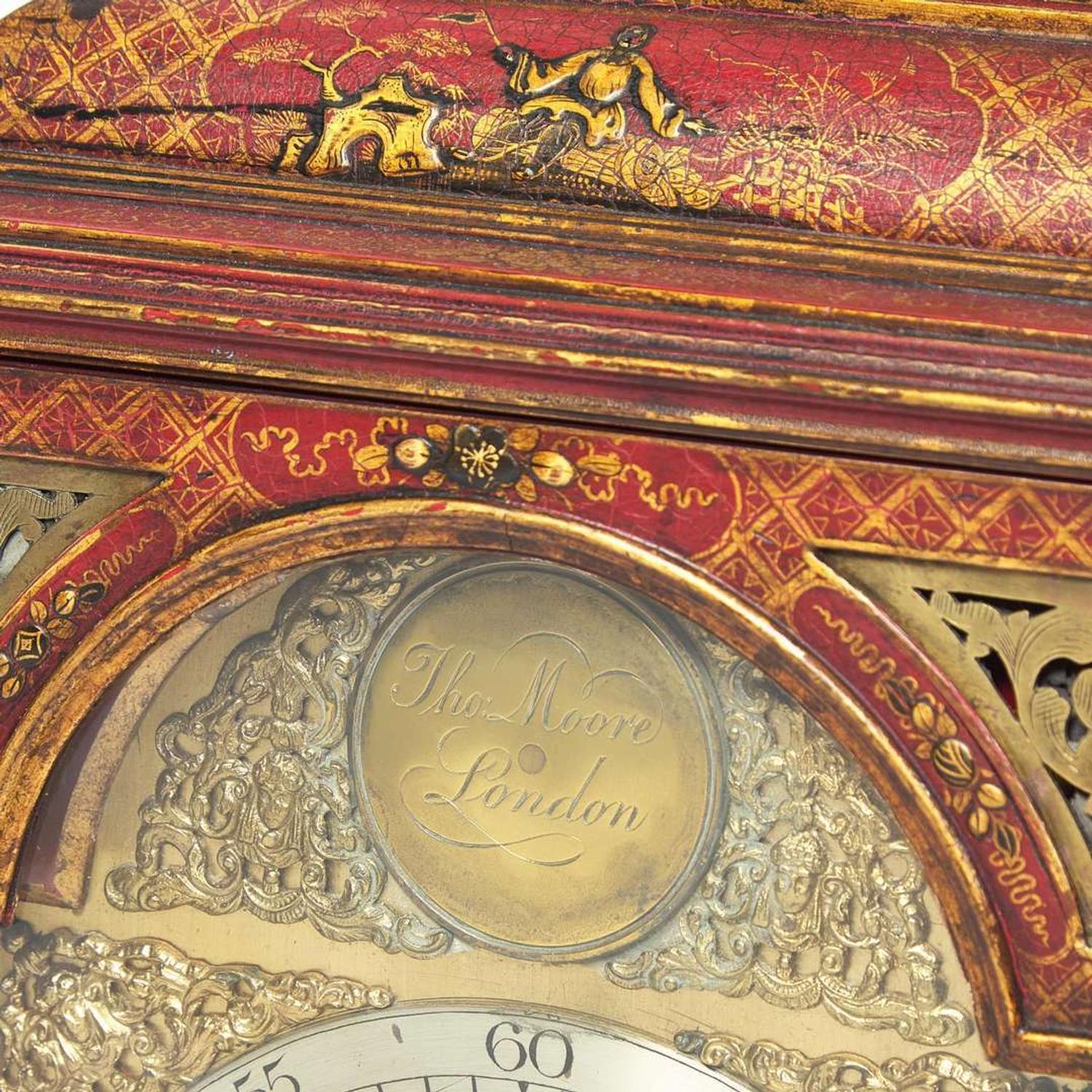 A George III gilt-bronze mounted red japanned bracket clock Thomas Moore, London, late 18th century