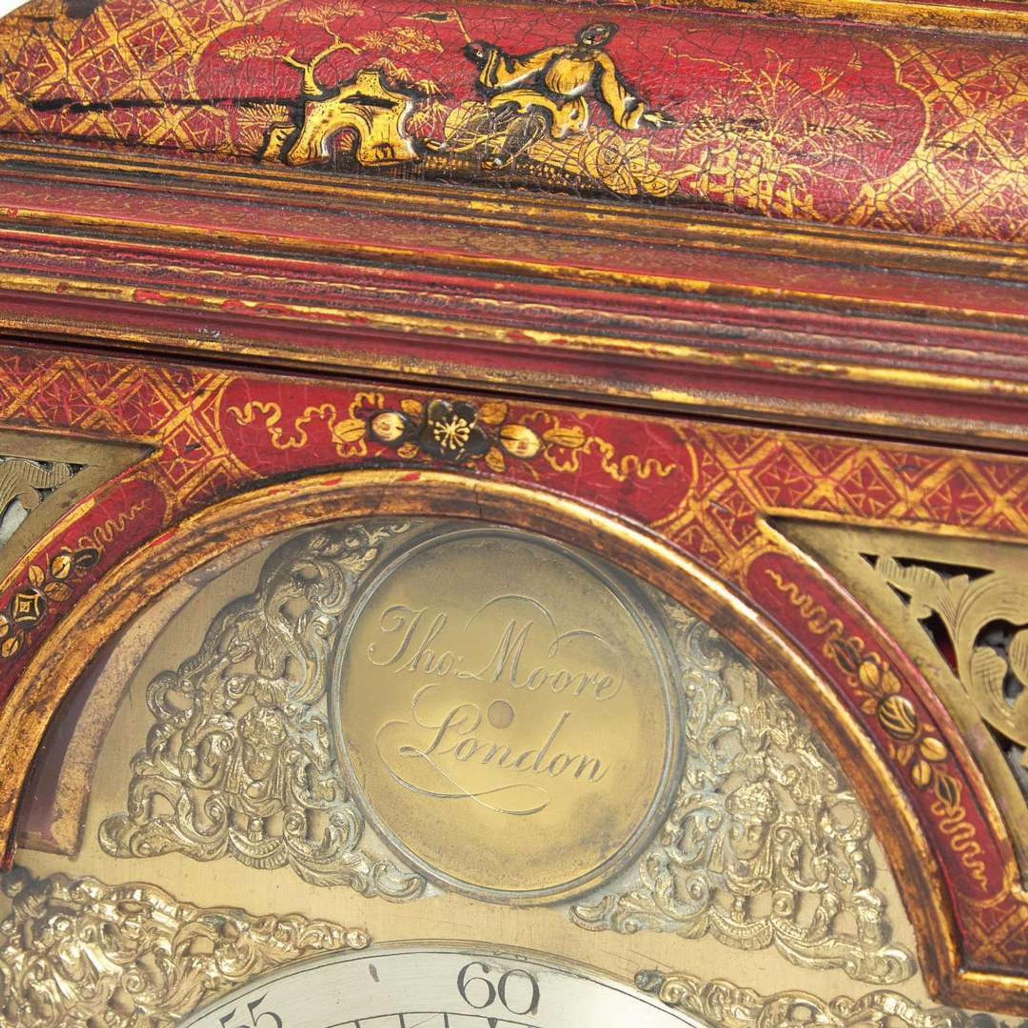 A George III gilt-bronze mounted red japanned bracket clock Thomas Moore, London, late 18th century