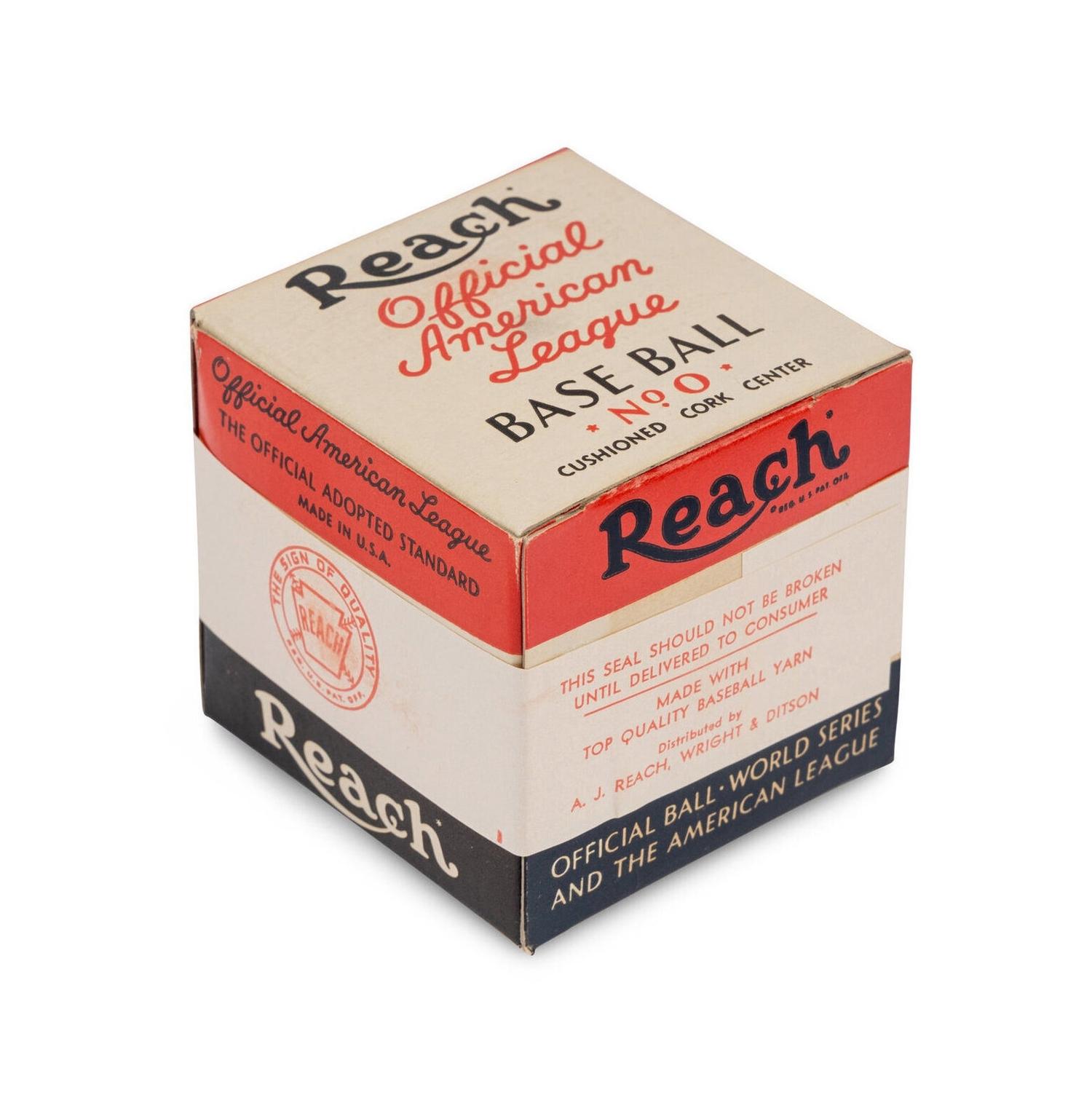 An Original, Unused 1940s Reach Official American League Baseball in Sealed Box