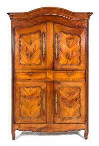 A French Provincial Walnut Linen Press Height 94 1/4 x width 55 1/2 x depth 21 inches. — LATE 18TH/EARLY 19TH CENTURY