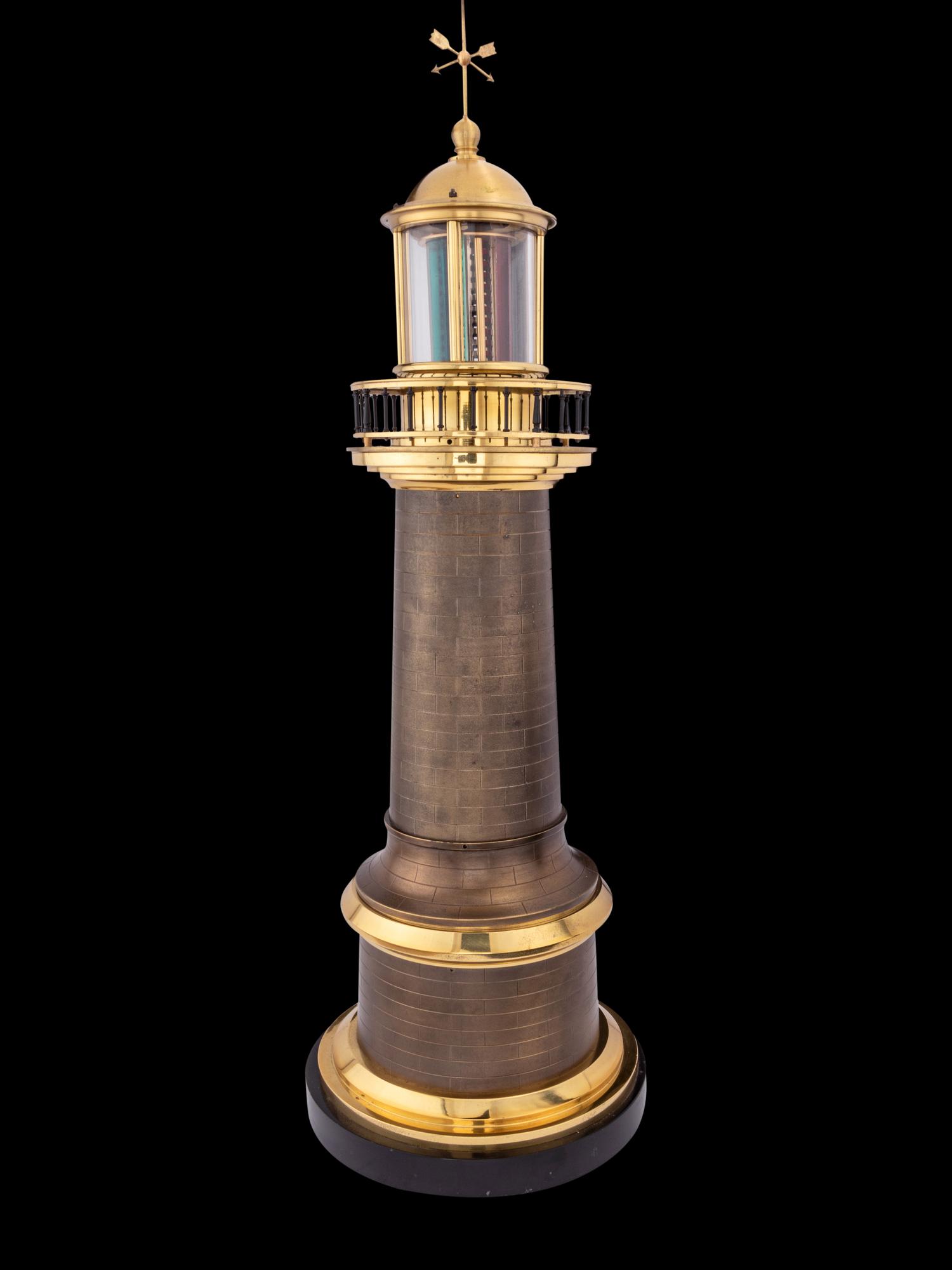 A Patinated and Gilt Bronze Lighthouse Clock