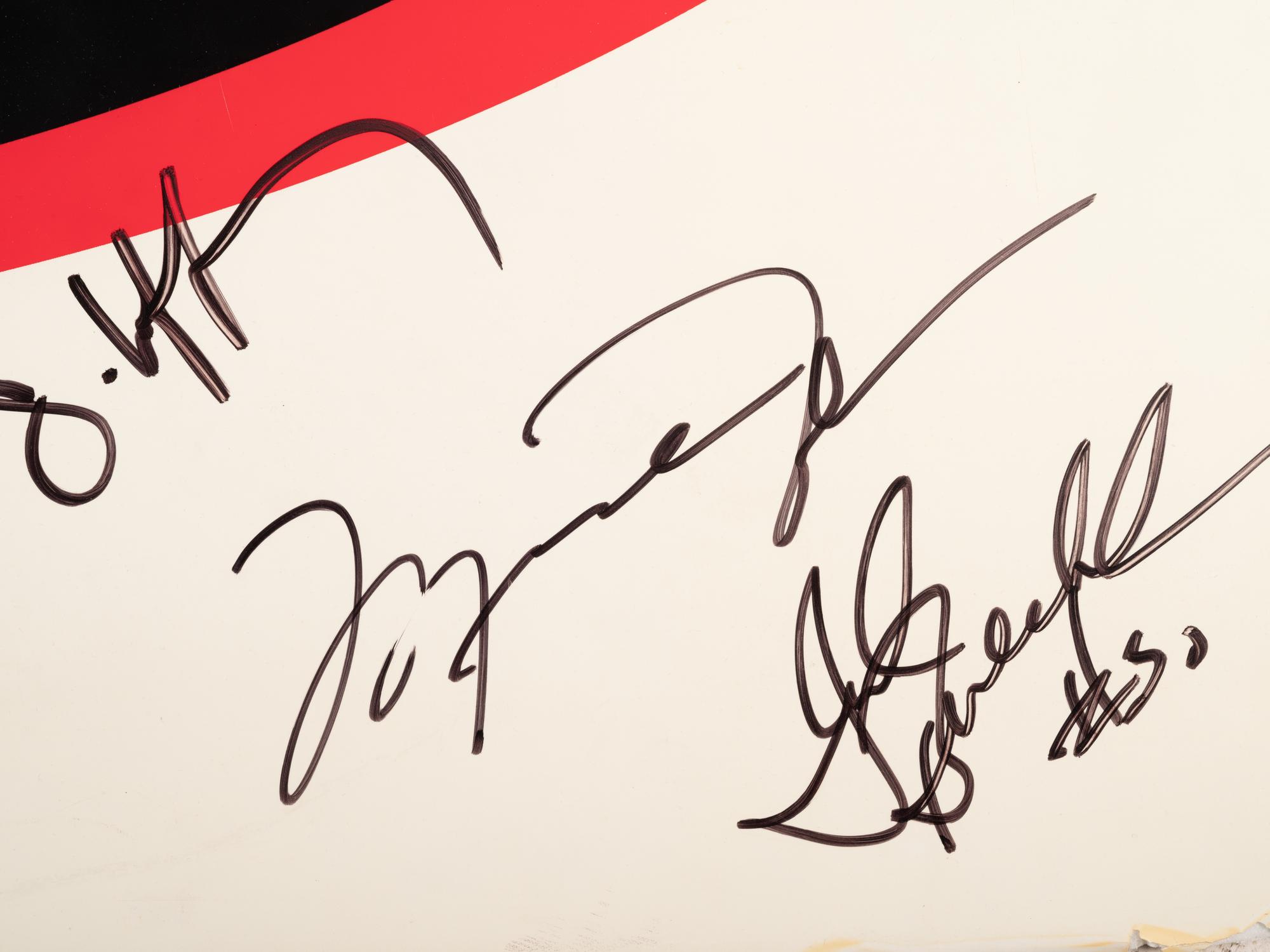 An Exceptionally Rare 1996 NBA Finals Chicago Bulls Team Signed Autograph Locker Room Sign Including Michael Jordan (Bulls Letter and Beckett Authentication Letter BAS Services Certified)