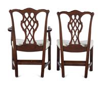 A Set of Six Chippendale Style Carved Mahogany Dining Chairs