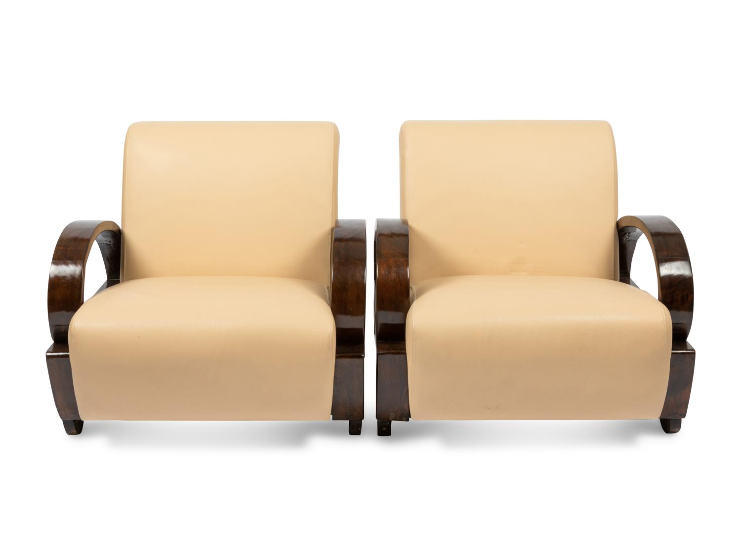 A Pair of Chinese Art Deco Club Chairs