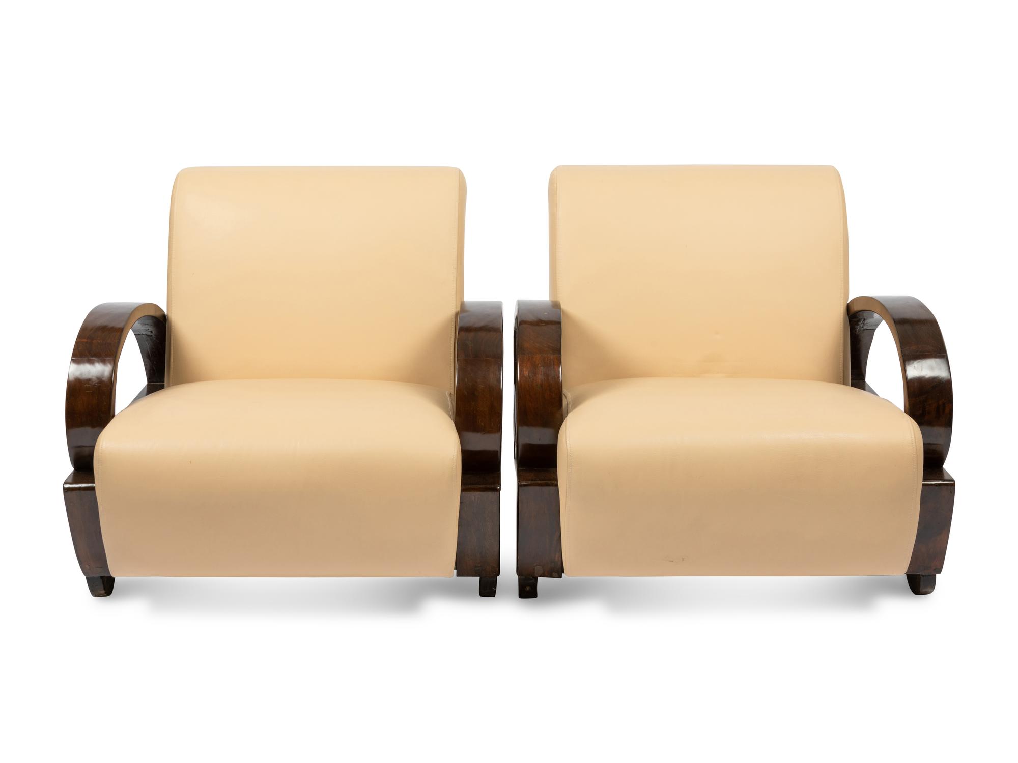 A Pair of Chinese Art Deco Club Chairs