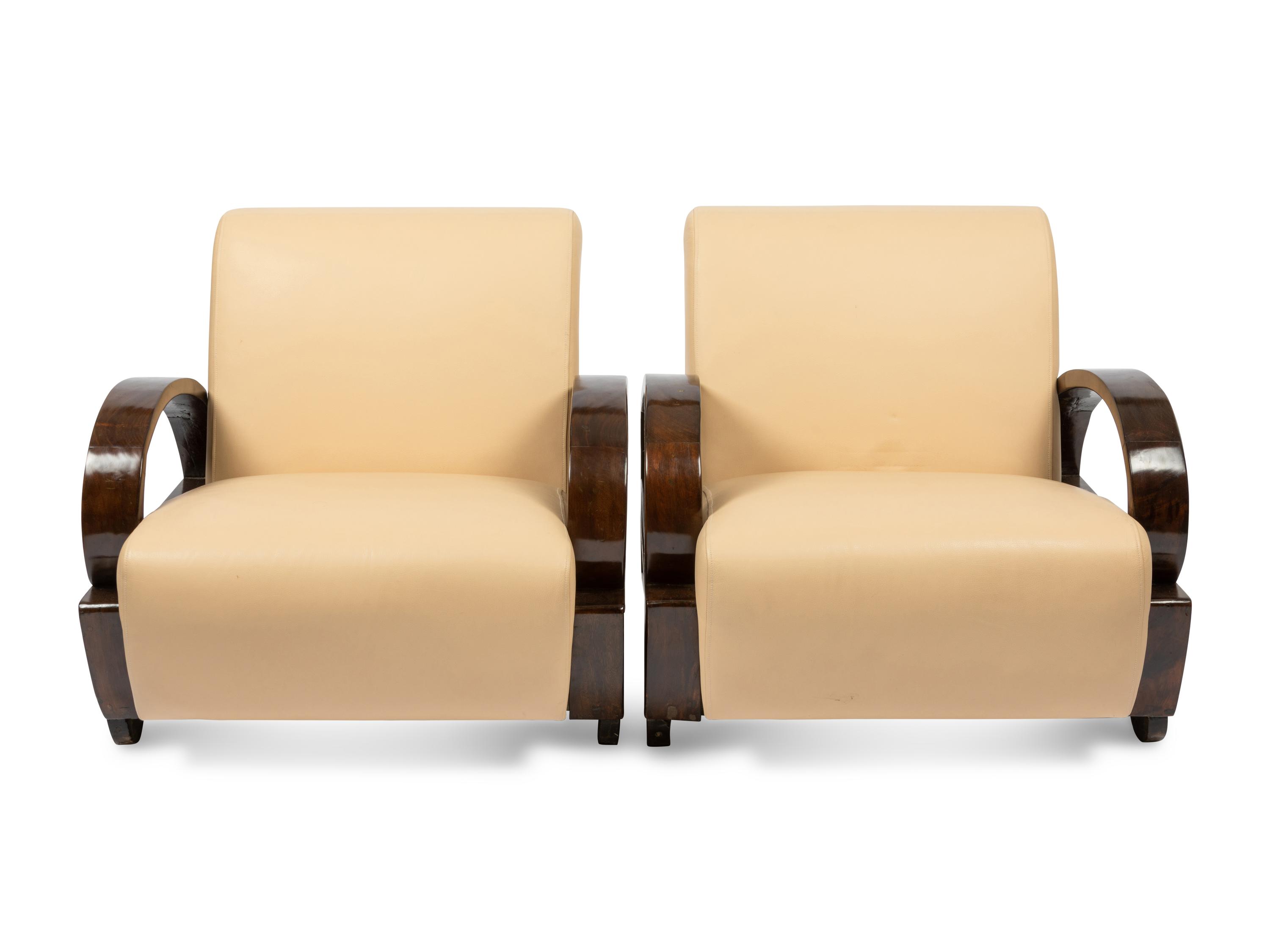A Pair of Chinese Art Deco Club Chairs