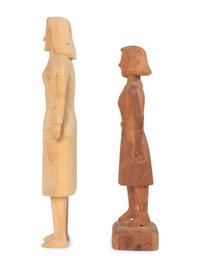 Two Carved Wood School Teacher Figures