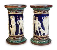A Pair of Majolica Pedestals