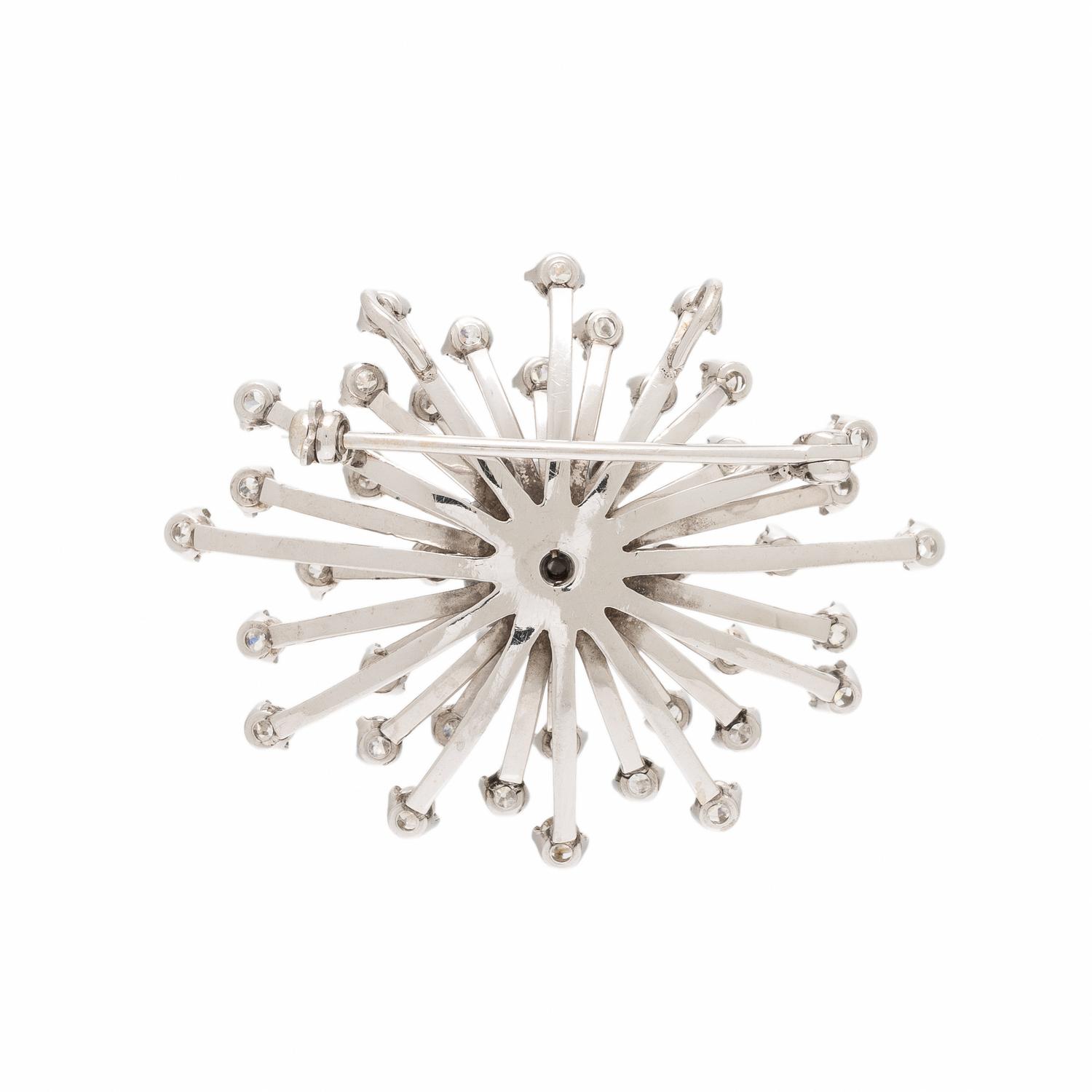 Diamond and White Gold Spray Pendant Brooch