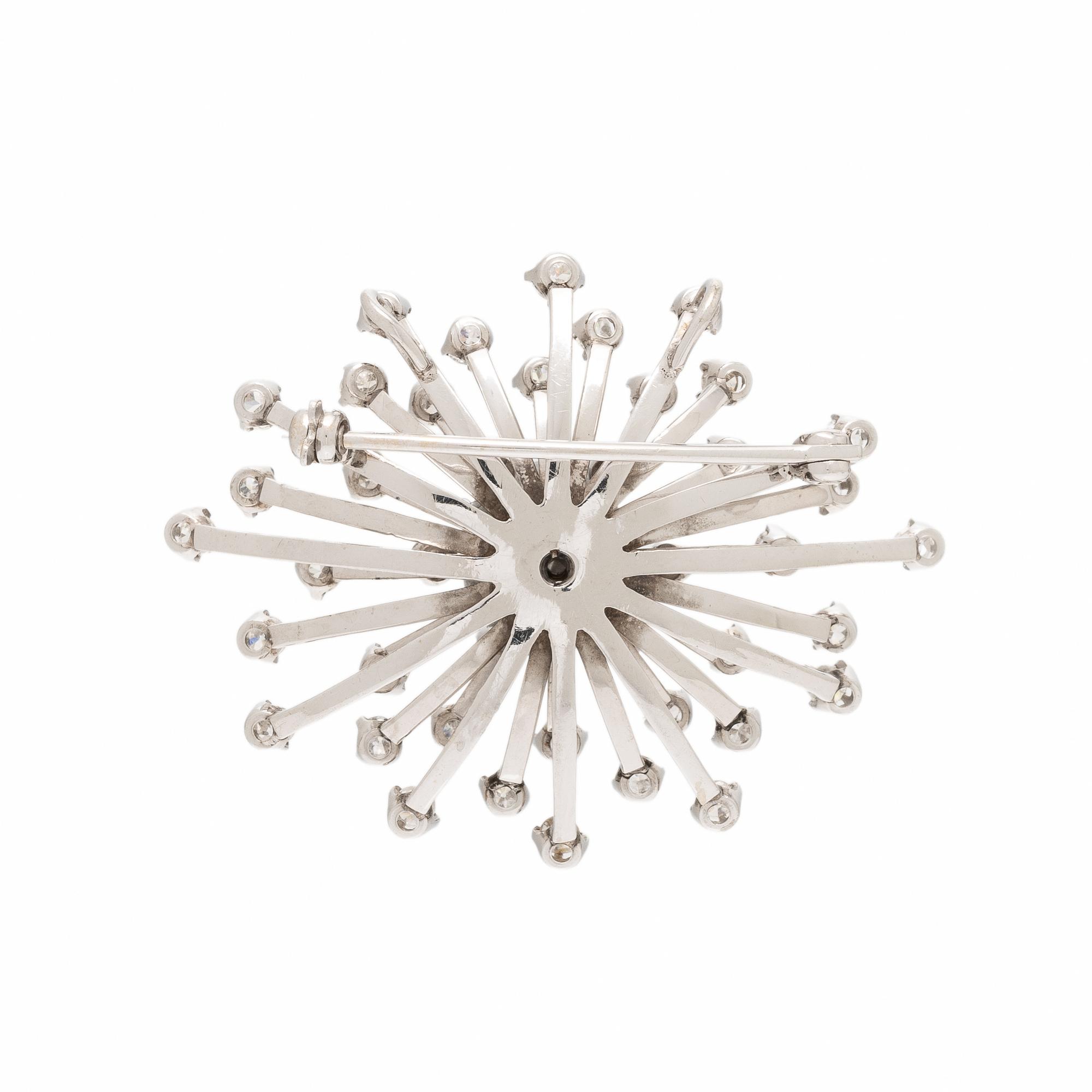 Diamond and White Gold Spray Pendant Brooch