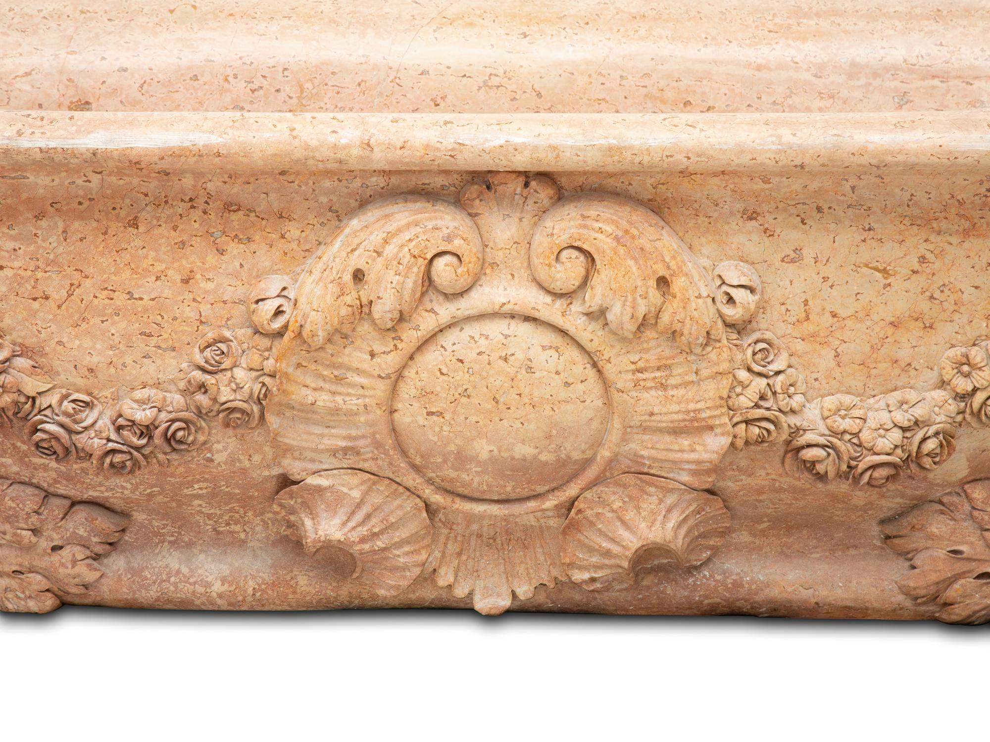 An Italian Carved Rouge Marble Bath Tub — 20th Century