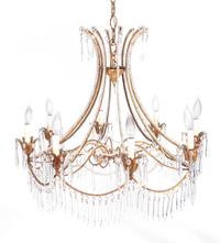 A Regency Style Gilt Metal and Crystal Eight-Light Chandelier — 20TH CENTURY