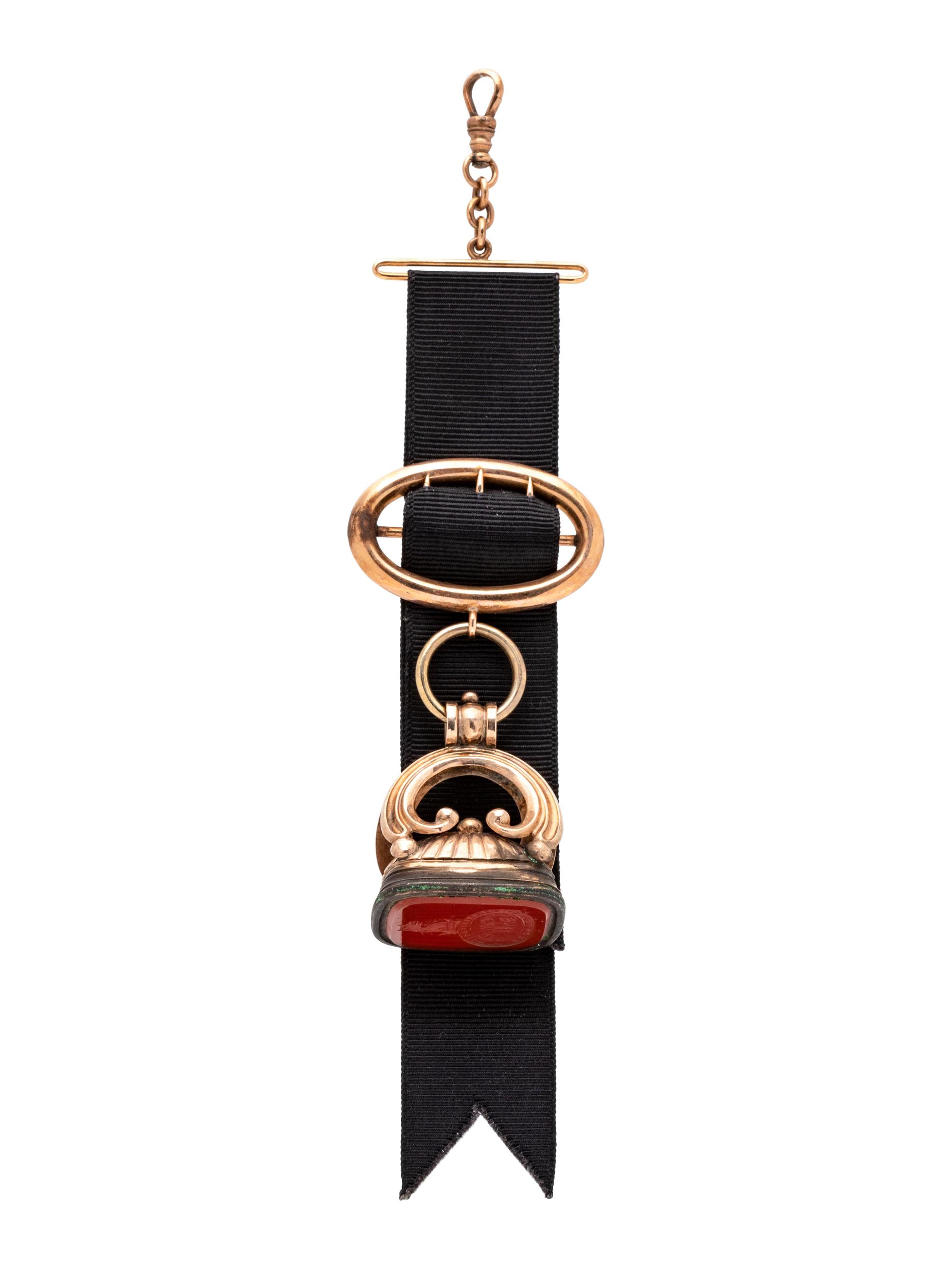 An Antique 14 Karat Rose Gold, Gold Filled and Carnelian Fob Pendant,