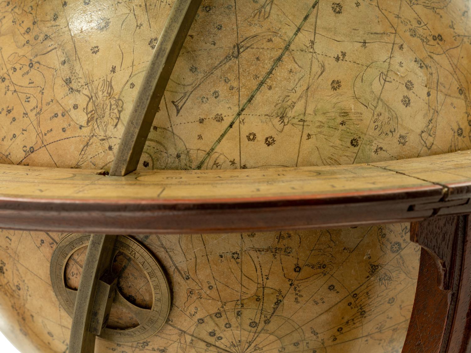 An Associated Pair of English Twelve-Inch Mahogany Celestial and Terrestrial Library Globes