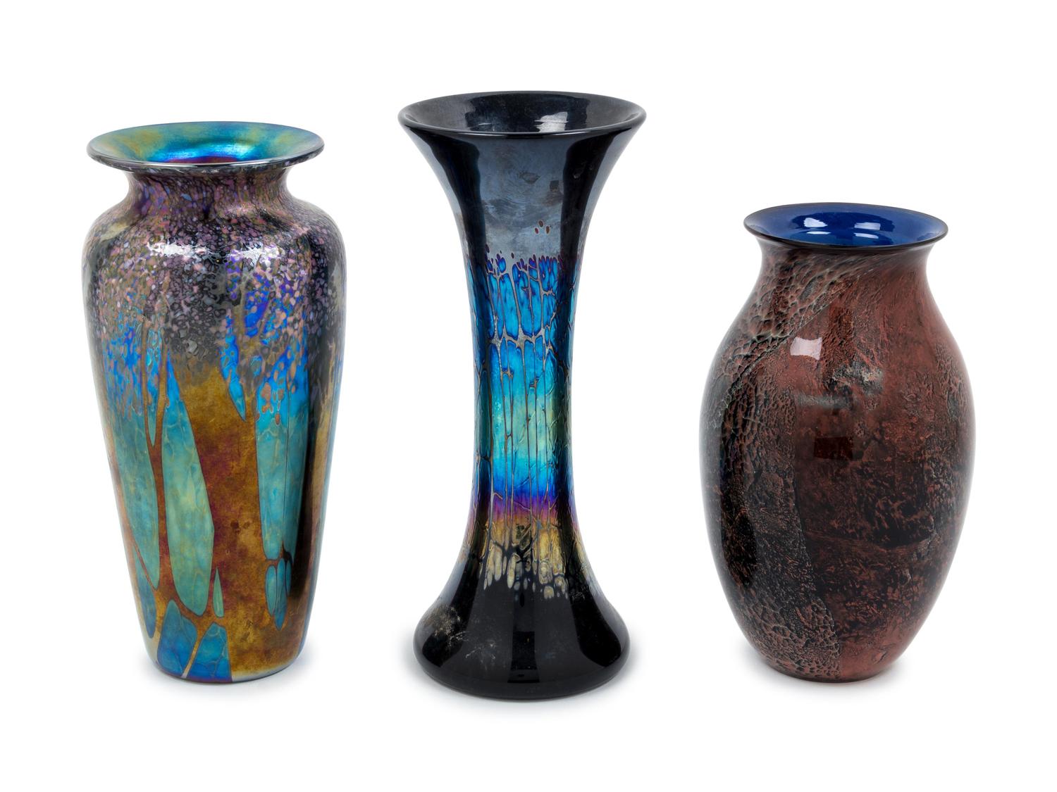 Collection of Three Vases comprising works by Josh Simpson and two Unknown Artist