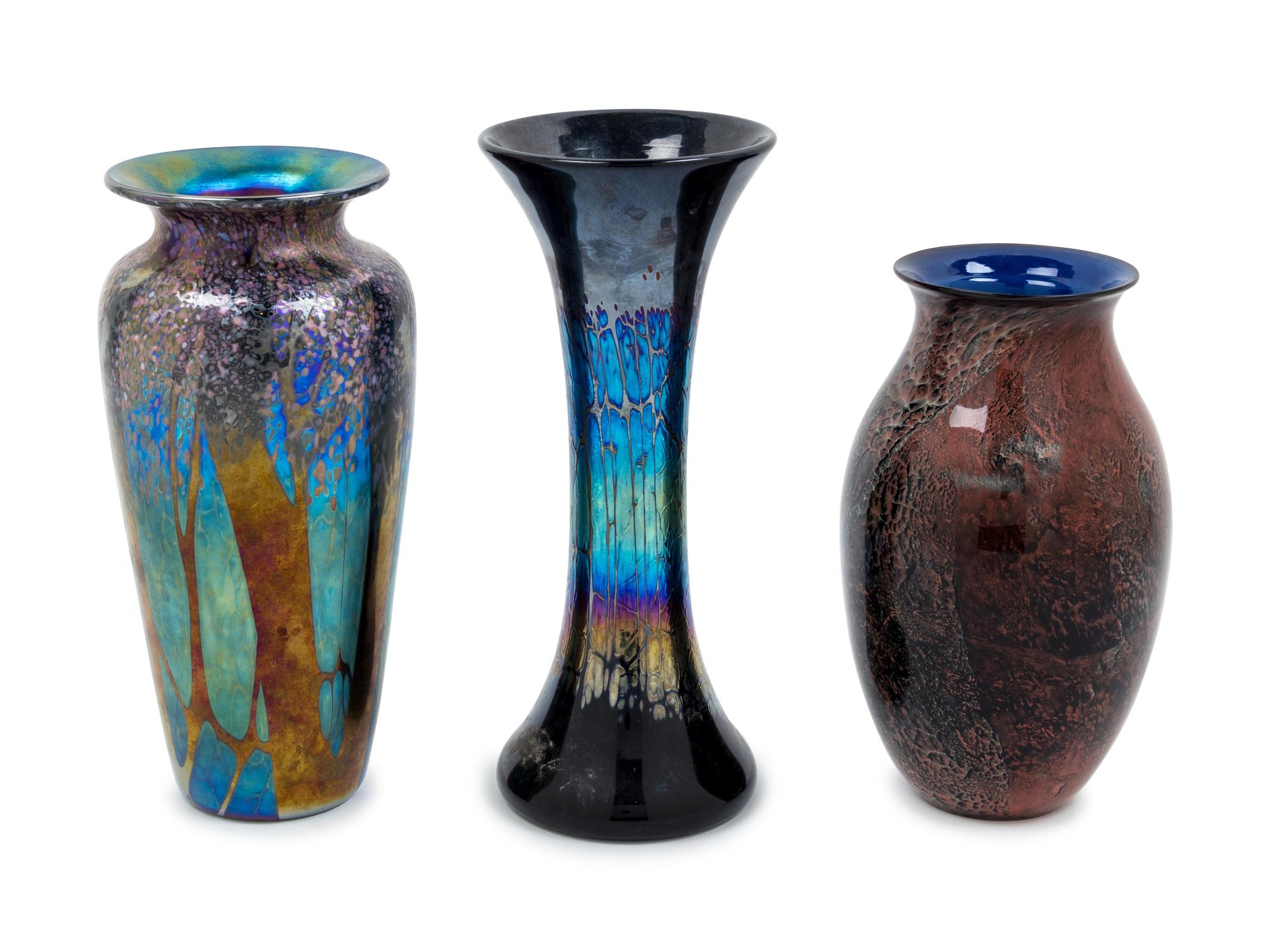 Collection of Three Vases comprising works by Josh Simpson and two Unknown Artist