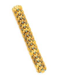 YELLOW GOLD, TURQUOISE AND DIAMOND BRACELET