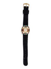 LUCIEN PICCARD, 14K YELLOW GOLD AND MULTIGEM WRISTWATCH