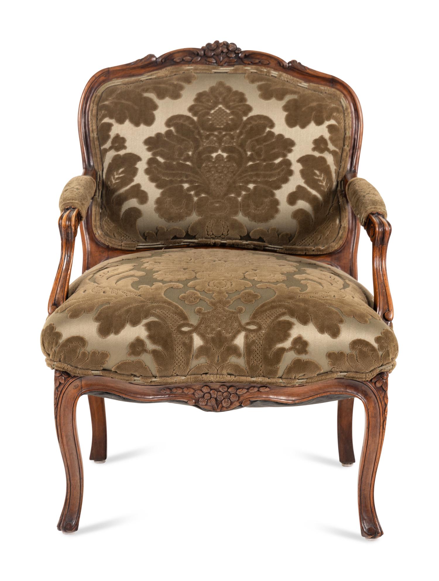 A Louis XV Style Walnut Fauteuil