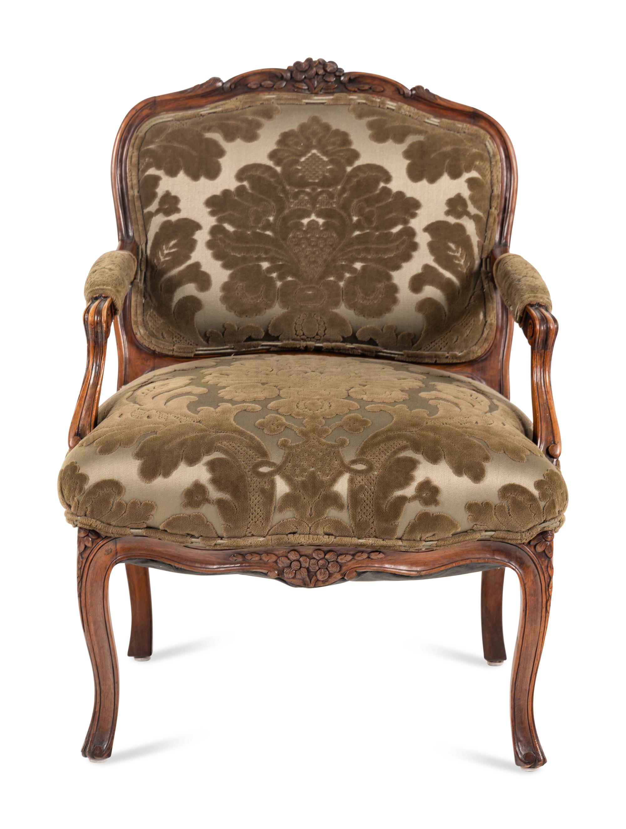 A Louis XV Style Walnut Fauteuil