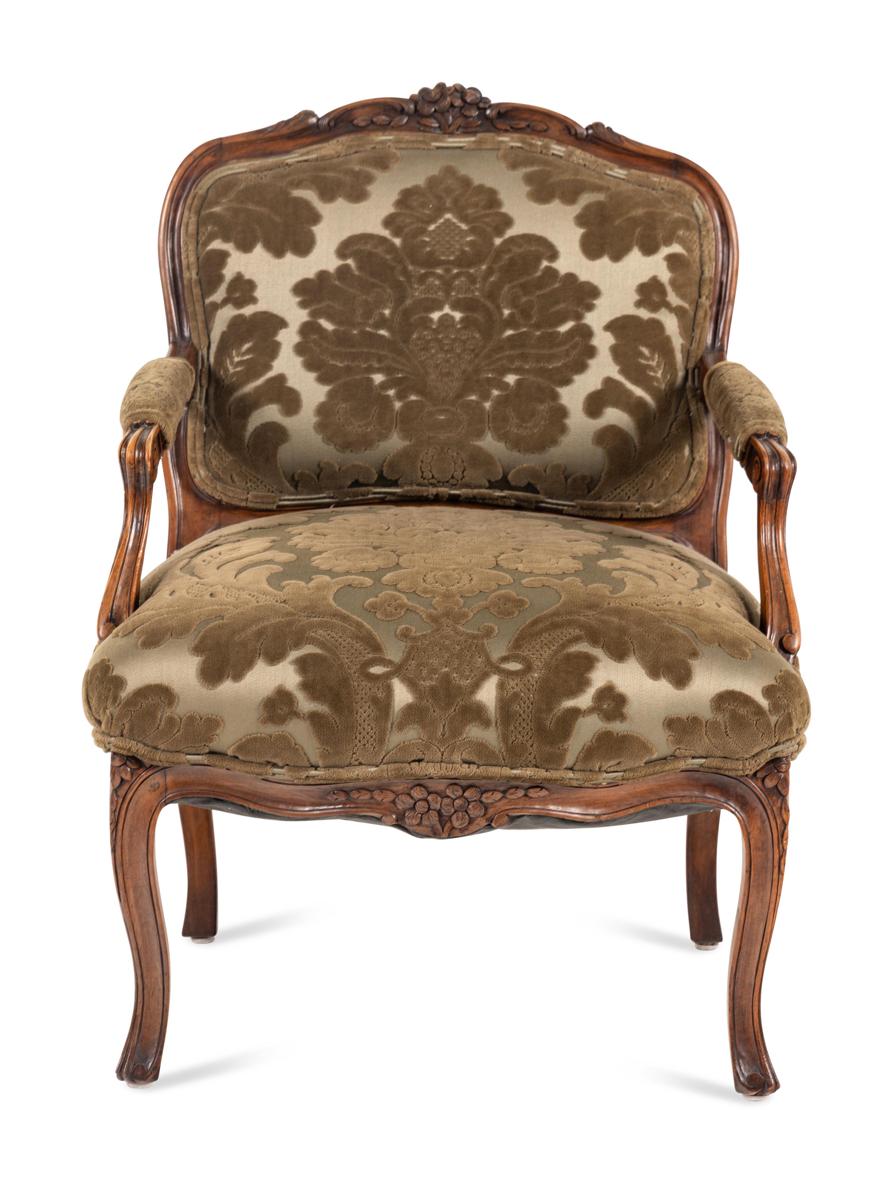 A Louis XV Style Walnut Fauteuil
