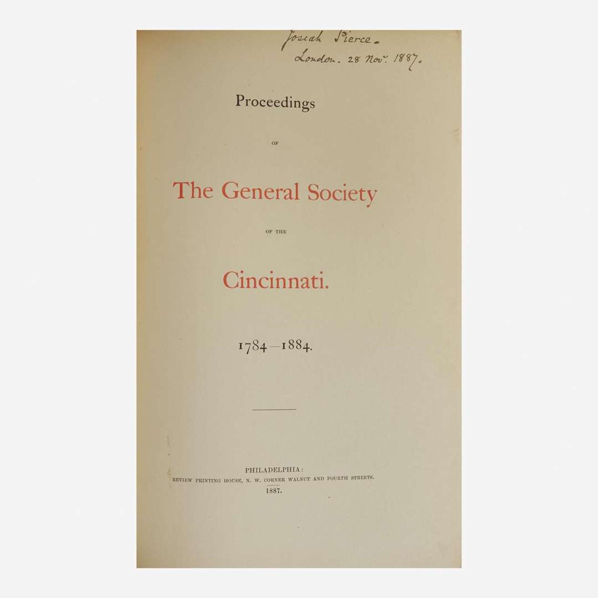 [American Revolution] [Society of the Cincinnati] Group of 2 Official Publications of the Society of the Cincinnati