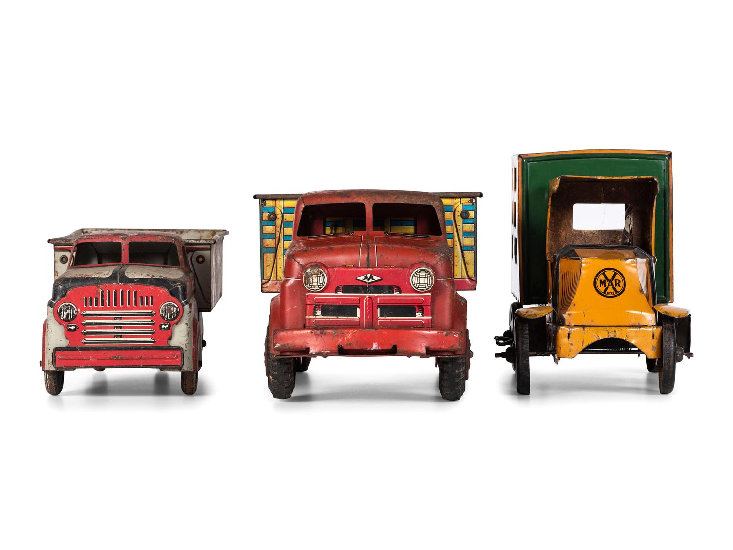Three Marx Pressed Steel and Tin Truck Toys